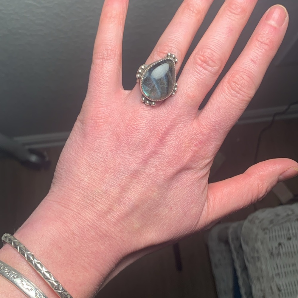 Labradorite vintage 925 silver ring size 6.5 - Picture 3 of 7
